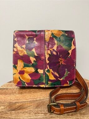 Patricia Nash Granada Crossbody Bag in Blooming Romance Floral Leather Print